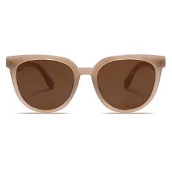 SOJOS Runde Polarisierte Sonnenbrille Damen Herren Klassische Retro Stil UV400 SJ2175 mit Brauner Rahmen/Braune Linse von SOJOS