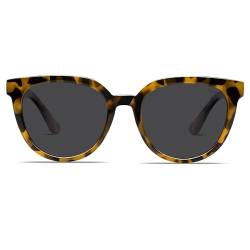 SOJOS Runde Polarisierte Sonnenbrille Damen Herren Klassische Retro Stil UV400 SJ2175 mit Demi Rahmen/Graue Linse von SOJOS