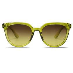 SOJOS Runde Polarisierte Sonnenbrille Damen Herren Klassische Retro Stil UV400 SJ2175 mit Gelb Rahmen/Braun Linse von SOJOS