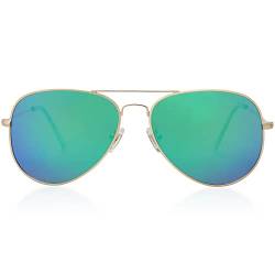 SOJOS Schick Klassische UV Schützen Polarisiert Sonnenbrille Herren SJ1054 mit Gold Rahmen/Grün Linse von SOJOS