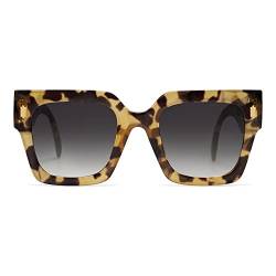 SOJOS Sonnenbrille Damen Groß Vintage Retro Quadratisch Cateye Rahmen UV400 Schutz Klassische Outdoor Moderne eckig Übergroß Sonnenbrillen SJ2194 mit C10 Gelbe Leoparden Rahmen von SOJOS