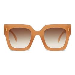 SOJOS Sonnenbrille Damen Groß Vintage Retro Quadratisch Cateye Rahmen UV400 Schutz Klassische Outdoor Moderne eckig Übergroß Sonnenbrillen SJ2194 mit C3 Milchig Orange Rahmen von SOJOS