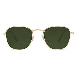 SOJOS Sonnenbrille Damen Herren Polarisiert, Retro Vintage Eckig Klassisch Sonnenbrillen SJ1143 von SOJOS