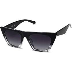 SOJOS Sonnenbrille Damen Polarisiert Vintage, Sonnenbrille Herren Retro Groß Cateye Verspiegelt Eckig Coole Frauen 90er Jahre Rechteckige Mode Unisex UV400 Schutz Brille SJ2115, Marmor/Grau von SOJOS