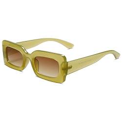 SOJOS Sonnenbrille Damen Retro,Vintage Stylische Bunt Rechteckige Sonnenbrillen Festival 90er Chunky SJ2160 von SOJOS