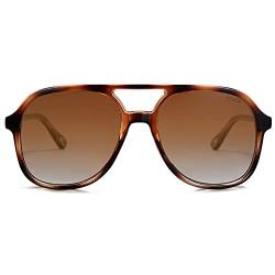 SOJOS Sonnenbrille Herren Damen Retro, Vintage Polarisiert Verspiegelt Eckig 70er Jahre Rechteckig Unisex UV400 Schutz Brille SJ2174, Braun Schildpatt/Braun von SOJOS