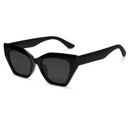 SOJOS Vintage Cateye Sonnenbrille Damen Eckig Polarisiert UV Schutz Trendige Retro Mode Brille mit Schwarz Rahmen von SOJOS