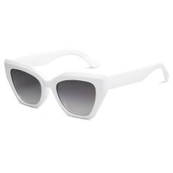 SOJOS Vintage Cateye Sonnenbrille Damen Eckig Polarisiert UV Schutz Trendige Retro Mode Brille mit Weiß Rahmen von SOJOS
