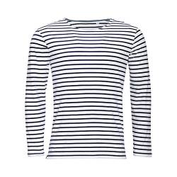 SOLS Herren Marine T-Shirt, gestreift, langärmlig (XL) (Weiß/Marineblau) von SOL'S