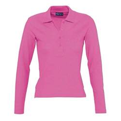 SOLS Podium Damen Pique Polo-Shirt, Langarm (L) (Flash Pink) von SOL'S