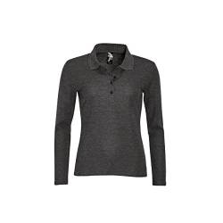 SOLS Podium Damen Pique Polo-Shirt, Langarm (L) (Graphit Meliert) von SOL'S