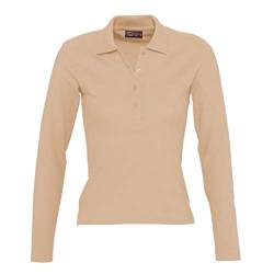 SOLS Podium Damen Pique Polo-Shirt, Langarm (L) (Sand) von SOL'S