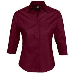 Sols Damen Effect Bluse/Arbeitsbluse, 3/4-Ärmel (S) (Burgunder) von SOL'S