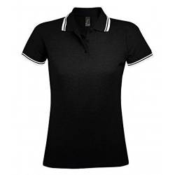 Sols Damen Pasadena Pique Polo-Shirt, kurzärmlig (S) (Schwarz/Weiß) von SOL'S