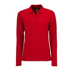 Sols Damen Pique-Polo-Shirt, langärmlig (2XL) (Rot) von SOL'S