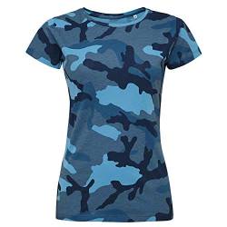 Sols Damen T-Shirt mit Tarnmuster, Kurzarm (S) (Blau Camo) von SOL'S