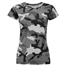 Sols Damen T-Shirt mit Tarnmuster, Kurzarm (XL) (Grau Camo) von SOL'S