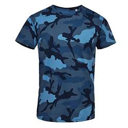 Sols Herren Camo T-Shirt mit Tarnmuster, Kurzarm (2XL) (Blaues Tarnmuster) von SOL'S