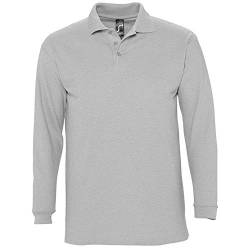 Sols Herren Winter II Pique Langarm-Shirt/Polo-Shirt, Langarm (2XL) (Grau meliert) von SOL'S