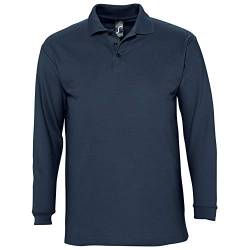 Sols Herren Winter II Pique Langarm-Shirt/Polo-Shirt, Langarm (2XL) (Marineblau) von SOL'S