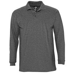 Sols Herren Winter II Pique Langarm-Shirt/Polo-Shirt, Langarm (XL) (Kohle meliert) von SOL'S