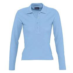 Sols Podium Damen Pique Polo-Shirt, Langarm (Medium) (Himmelblau) von SOL'S