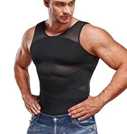 SOLCYSX Kompressionsshirt für Herren, schlankmachend, Unterhemd, Body-Shaper, Tank-Top für Gynomastika, ärmellos, Shapewear, Weste für Herren, schwarz, Mittel von SOLCYSX