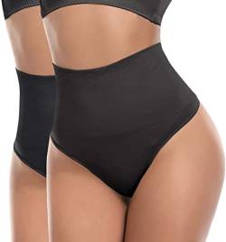 SOLO ACTFIT Damen Miederslip Bauchweg Mieder String Tanga Unterwäsche Hohe Taille Figurformende Slip Stark Miederhose Shapewear Unterhose (as3, Alpha, s, Regular, Regular, Schwarz*2) von SOLO ACTFIT