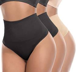 SOLO ACTFIT Damen Miederslip Bauchweg Mieder String Tanga Unterwäsche Hohe Taille Figurformende Slip Stark Miederhose Shapewear Unterhose (as3, Alpha, xx_l, Regular, Regular, Schwarz*2+Beige*1) von SOLO ACTFIT