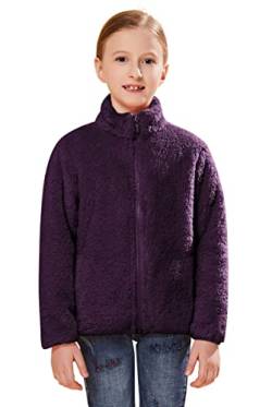 SOLOCOTE Jungen Mädchen Sherpa Fleece Mäntel Langarm Full Zip Kinder Jacke SLN2214-Darkviolet-5-6Y von SOLOCOTE