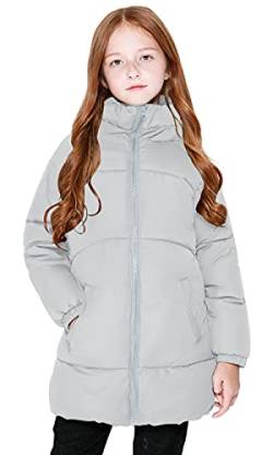 SOLOCOTE Mädchen Wintermäntel Heavyweight Mediun Länge Warme Jacken Daunenähnliche Baumwolle Watte Outwear 80817 Grau 11-12Y von SOLOCOTE