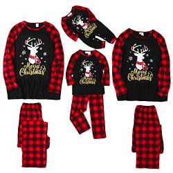 SOLOYEE Weihnachten Familie Schlafanzug Set Santa Elk Crew Tie Damen Herren Baby Jungen Mädchen Winter Weihnachten Anzüge Langarm Pyjamas Home Set(für Damen), L von SOLOYEE