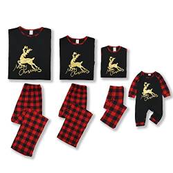 SOLOYEE Weihnachten Familie Schlafanzug für Damen Herren Baby Mädchen Jungen Christmas Fun-Nachtwäsche Pyjama Hausanzug Set Rot + Schwarz(für Kinder),5-6 Jahre von SOLOYEE