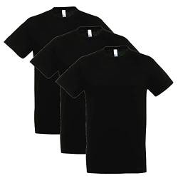 SOLS T-Shirts (3 Stück) für Herren mit kurzen Ärmeln aus Baumwolle, Schwarz , S von SOLS