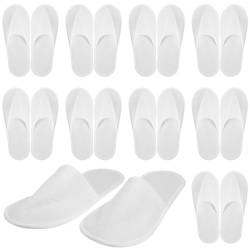 Einweg Hausschuhe Weiß Frottierslipper Hotelslipper: 12 Paare Frottee Slipper Gäste Pantoffel Set Gästehausschuhe für Damen Herren Winter Weihnachten Zuhause Reise Hotel SPA Pediküre Salon von SOLUSTRE