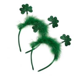 SOLUSTRE 2 St. Patricks Day Kleeblatt-Stirnbänder Pailletten-Stirnband Grünes Party-Stirnband von SOLUSTRE