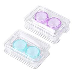 SOLUSTRE 2st Mini-behälter Für Farbige Kontaktlinsen Linsenhalter Behälter Für Augenkontaktlinsen Mini-kontaktlinsenbehälter Behälter Für Augenlinsen Augenfall Farbe Spiegelkasten Tragbar von SOLUSTRE