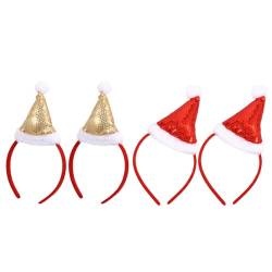 SOLUSTRE 4 Stück Weihnachtsmütze Pailletten-Stirnband Weihnachtsmütze Stirnband Weihnachtsmütze Kostüme Haarreifen Pailletten-Hut Stirnband Haar-Accessoire Für Weihnachten Urlaub von SOLUSTRE