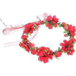 SOLUSTRE Braut Haarkranz Hochzeit Stirnband Hochzeitsfest-haarkranz Blumenkranz Girlande Stirnband Kranz-blumen-stirnband Perlenstirnbänder Für Frauen Mädchen Baby Blumenkopfschmuck von SOLUSTRE