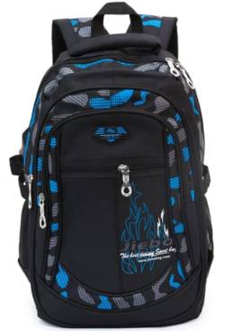 Jungen Schultasche Teenager Schulrucksack Jugendliche Rucksack Schule Daypacks Kinder Groß Schulranzen Wasserdicht (Blau) von SOMBLG