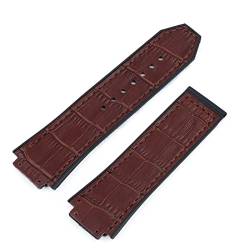 SOMKB 25 x 19 mm Kuh-Echtleder-Gummi-Silikon-Rückseite, Uhrenarmband für Hublot-Armband für Big Bang Zubehör, Schmetterlingsschnalle, With Black buckle, Achat von SOMKB