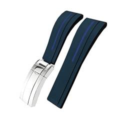 SOMKB Gummi-Uhrenarmband für Rolex GMT OYSTERFLEX Daytona Submariner DEEPSEA Seiko wasserdichtes Armband (Farbe: Blau, Größe: 21 mm) von SOMKB