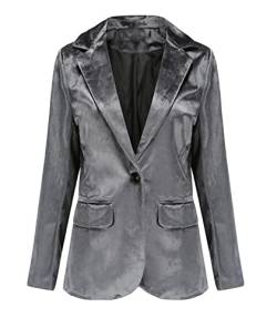 Damen Velvet Blazer Slim Fit Lässige Offner Jacke Anzug Samt Blazer One Button Lapels Jacke Anzugjack Business Jacken mit Tasche 1 Knopf Elegante Anzugjacke aus Samt Workanzug Herbst Winter von SOMTHRON