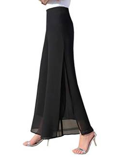 SOMTHRON Damen Lang Chiffon Schlag Hose Hohe Taille Gerade Hose 2 Stil(BL1,2XL) von SOMTHRON