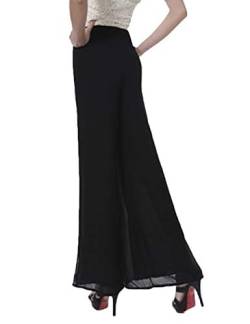 SOMTHRON Damen Lang Chiffon Schlag Hose Hohe Taille Gerade Hose 2 Stil(BL2,4XL) von SOMTHRON