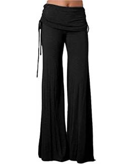 SOMTHRON Damen Lange Lose Schlaghose Weites Bein Plus Size Tanzhose 12 Farben(BL,3XL) von SOMTHRON