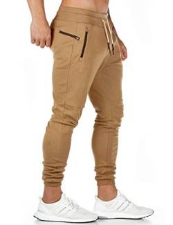 SOMTHRON Herren Elastische Taille Gürtel Baumwolle Jogging Sweat Hosen Plus Size Mode Lange Sports Cargo Hosen Shorts mit Taschen Joggers Activewear Hosen M-4XL（Braun-New,2XL） von SOMTHRON