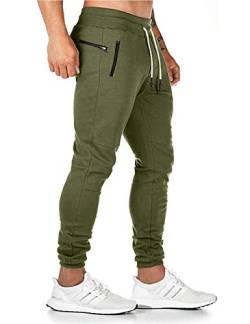 SOMTHRON Herren Elastische Taille Gürtel Baumwolle Jogging Sweat Hosen Plus Size Mode Lange Sports Cargo Hosen Shorts mit Taschen Joggers Activewear Hosen M-4XL（Grün-New,2XL） von SOMTHRON