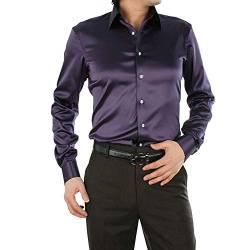 SOMTHRON Herren Mode Glänzt Regelmäßig Fit Seid Hemd Business 20 Farben(DP,2XL) von SOMTHRON