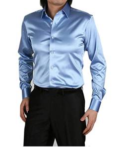 SOMTHRON Herren Mode Glänzt Regelmäßig Fit Seid Hemd Business 20 Farben(LB,L) von SOMTHRON